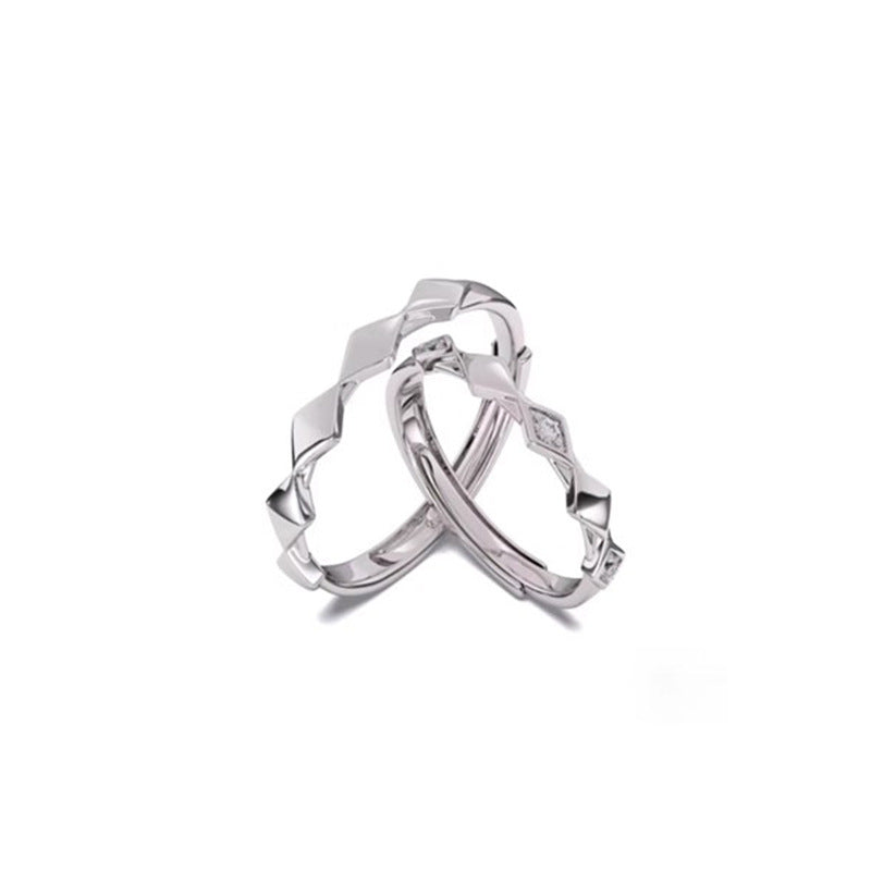 Love Couple Sterling Sier Pair Of Niche Minimalism Personality Rings