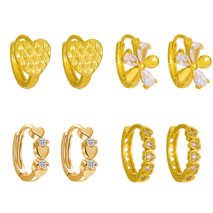 Fashion Temperamental Minority Design Stitching Love Heart Earrings