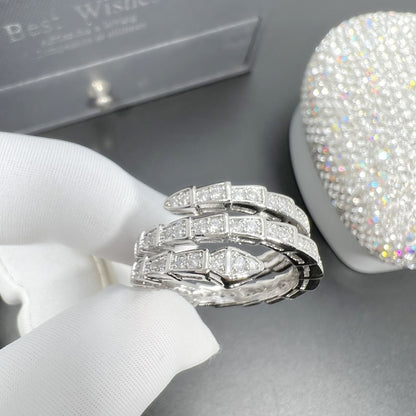 Snake-shaped Full Diamond Snake Three-circle Elastic Head Rings