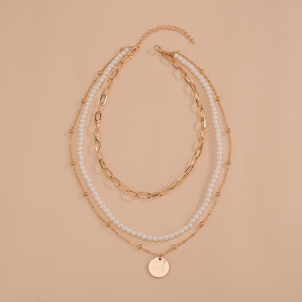 Exaggerated Personalized Clip Type Chain Pearl Necklaces