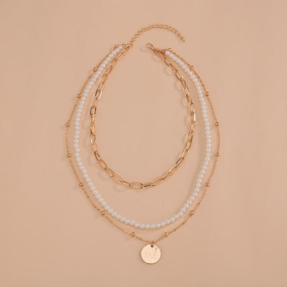 Exaggerated Personalized Clip Type Chain Pearl Necklaces