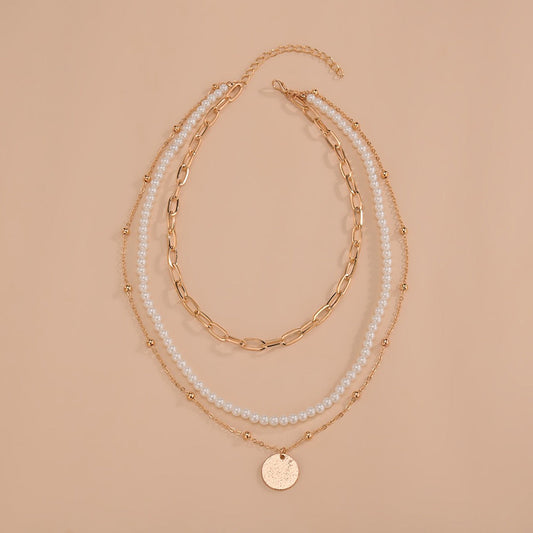 Exaggerated Personalized Clip Type Chain Pearl Necklaces