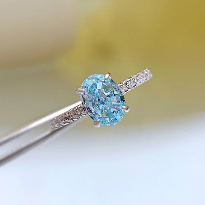 Diamond Sea Blue Zirconium Oval Female Rings