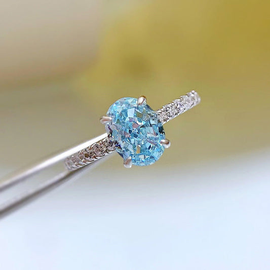 Diamond Sea Blue Zirconium Oval Female Rings