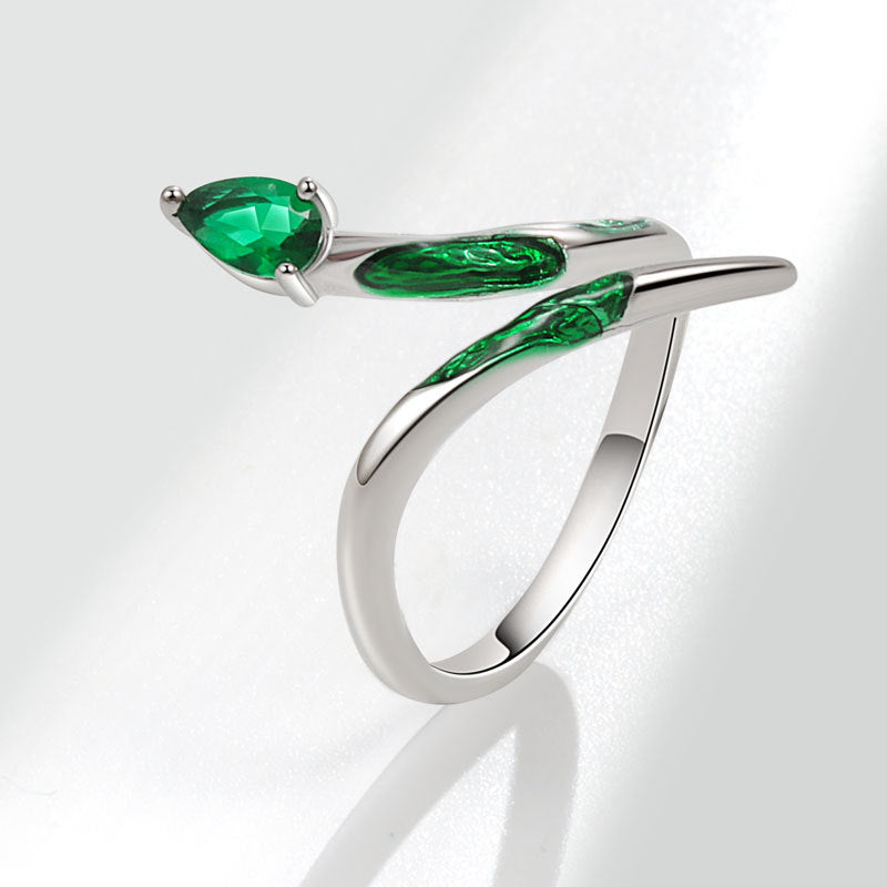 Snake Dark Style High Sense Open-end Zircon Female Personality Rings