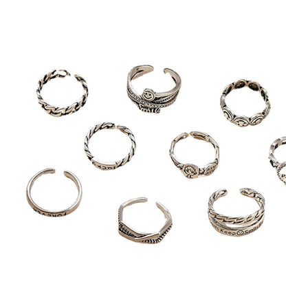 Women's Sier Smiling Face Temperament Retro Punk Simple Rings