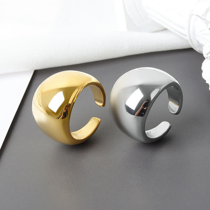 Exaggeration Niche Geometric Large Glossy Female Open Rings