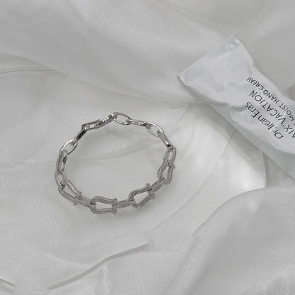 Women's Sier Chinese Style Pattern Horseshoe Fashionable Bracelets