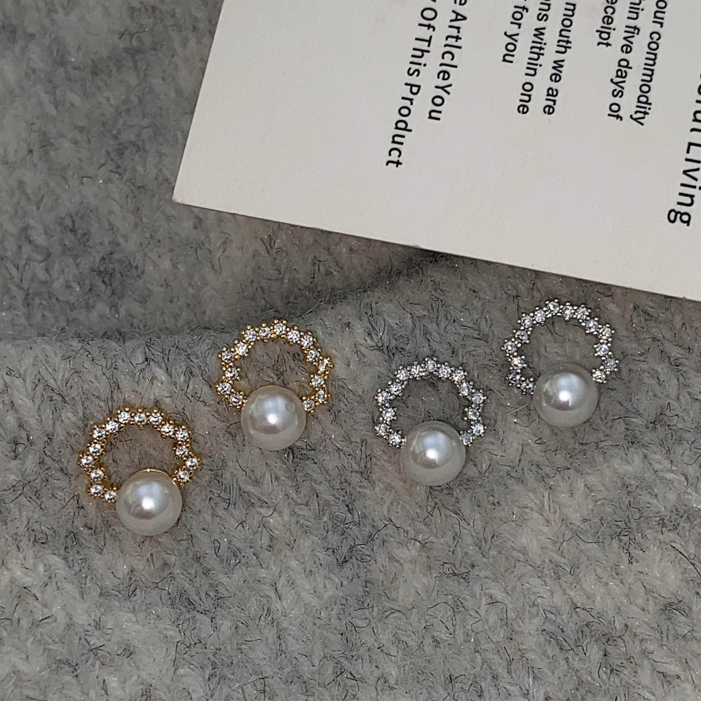 Women's Light Luxury Pearl Zircon For Niche Earrings