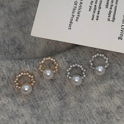 Women's Light Luxury Pearl Zircon For Niche Earrings