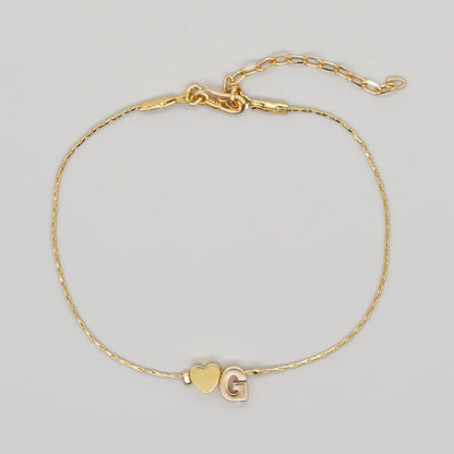 Women's Chain Gold Plated Peach Heart Heart-shaped Letter Bracelets