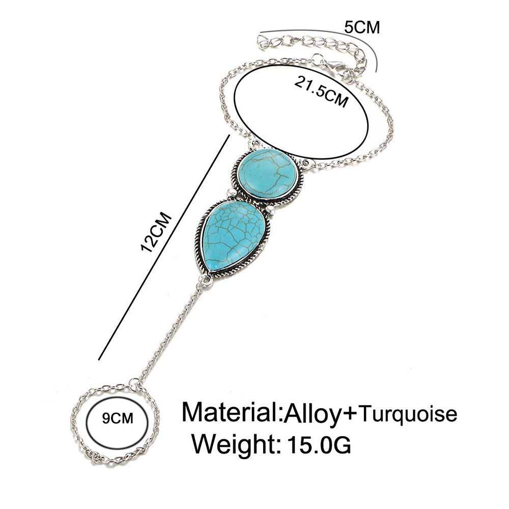 Metal Ethnic Turquoise Bohemian Round Water Bracelets