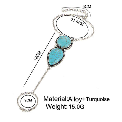 Metal Ethnic Turquoise Bohemian Round Water Bracelets