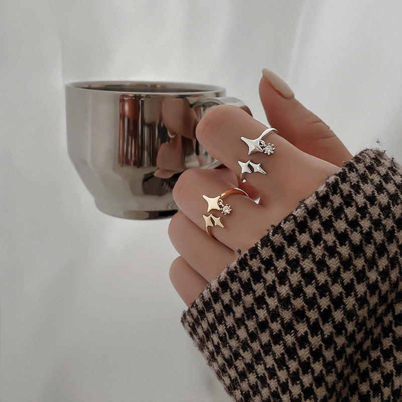 Women's Gu Style High-grade Zircon Four Stars Personalized Rings