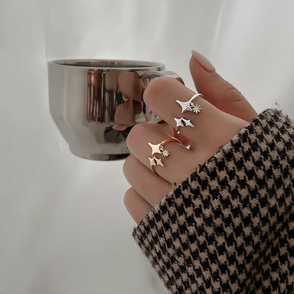 Women's Gu Style High-grade Zircon Four Stars Personalized Rings