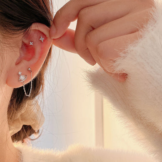 Mini Ear Bones Chain Double-ended Daily Earrings