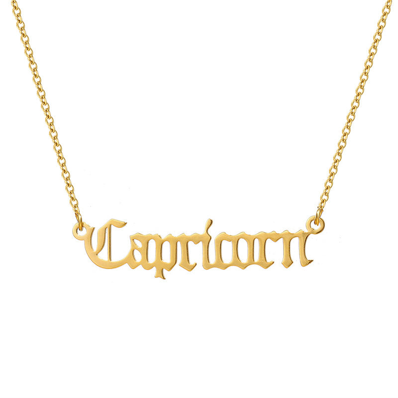 Women's Titanium Steel Ancient English Constellation Simple Necklaces