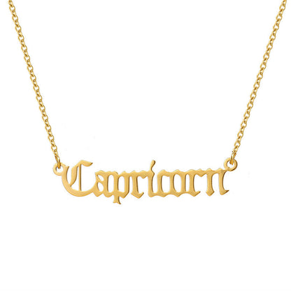 Women's Titanium Steel Ancient English Constellation Simple Necklaces