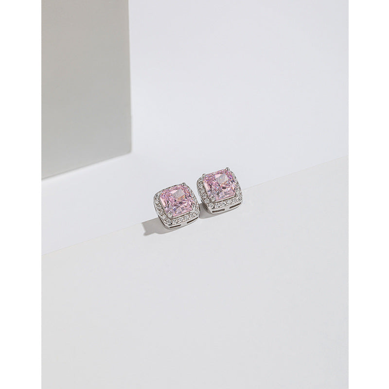 Women's Carbon Diamond Square For Niche Temperament Ice Earrings