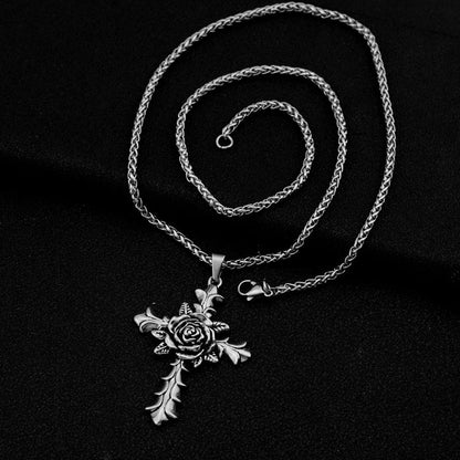 Men's Trendy Hip Hop Rose Cross Gothic Necklaces