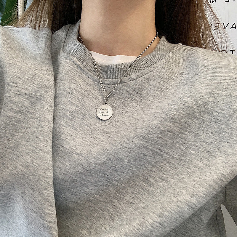 Women's Round Letter Stainless Steel Hip Hop Simple Personalized Chain Necklaces