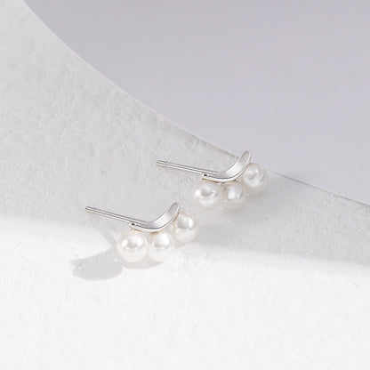 Women's Sterling Sier Korean Simple Three-row Shell Earrings