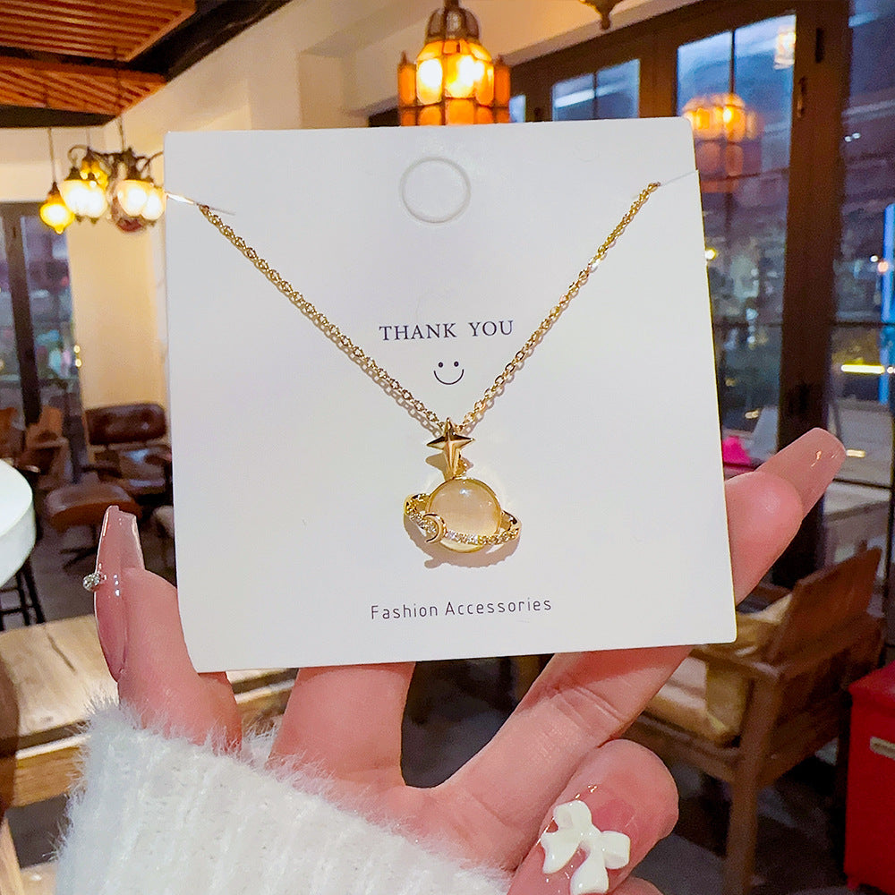 Women's Earth Moon Design Sense Simple Temperament Entry Necklaces