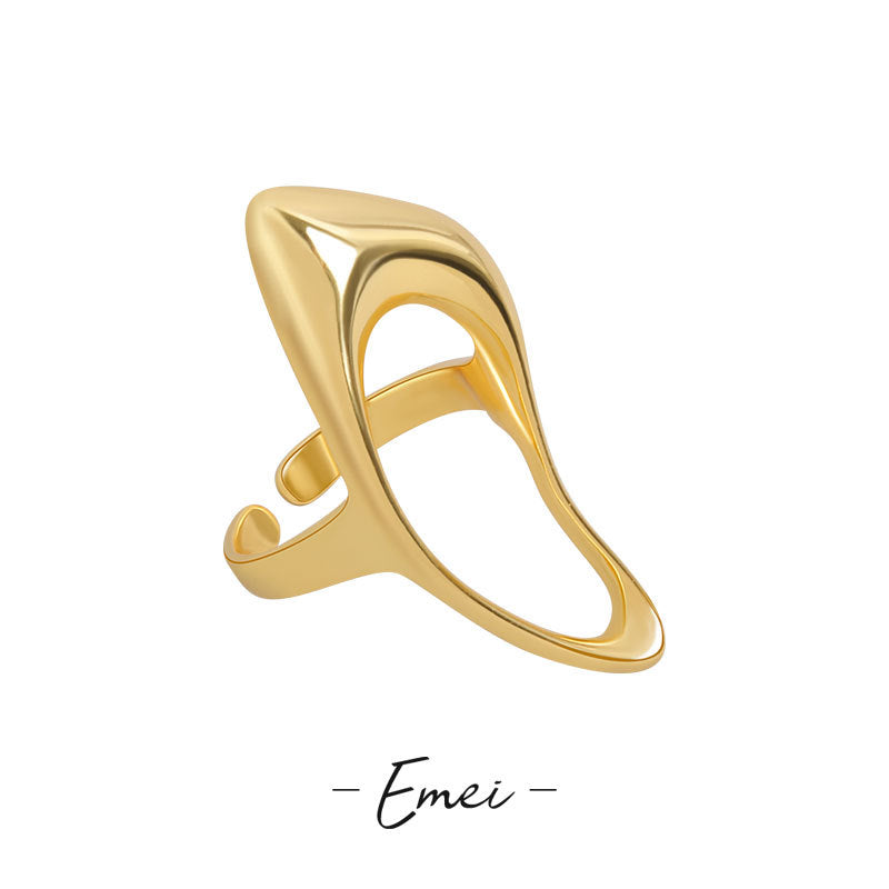 Exaggeration Glossy Female Cold Wind Opening Hollow Rings