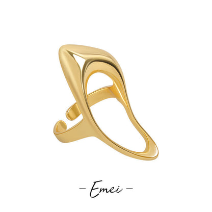 Exaggeration Glossy Female Cold Wind Opening Hollow Rings