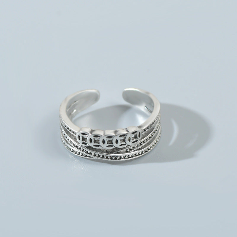 Women's Sier Smiling Face Temperament Retro Punk Simple Rings