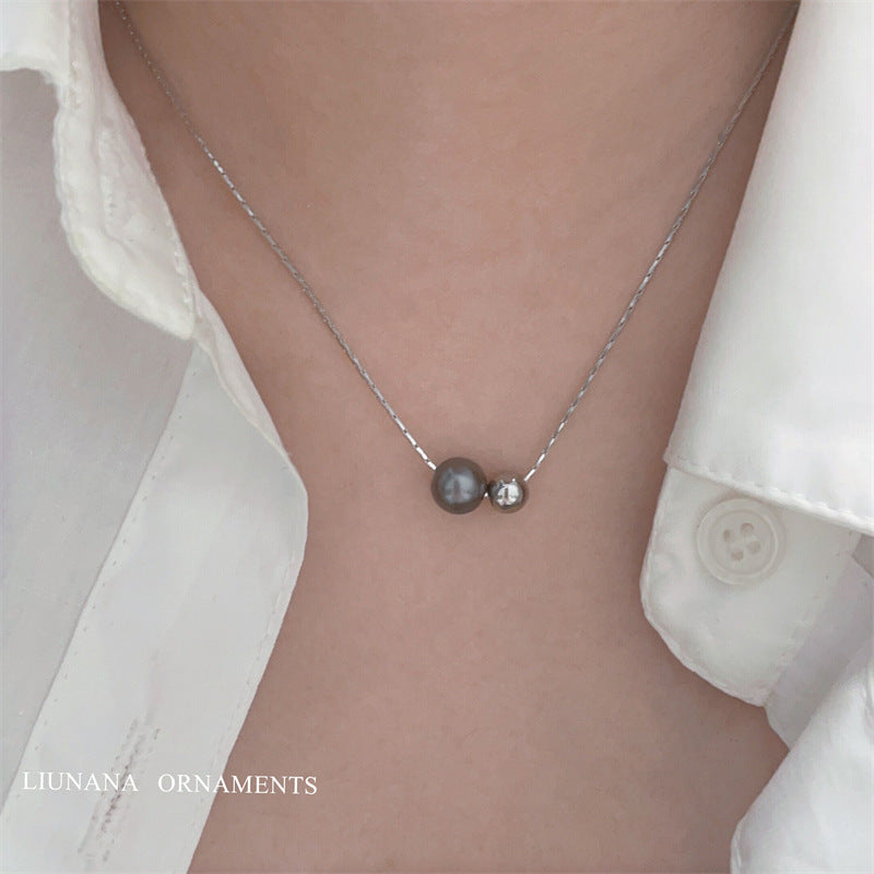 Retro Tahitian Gray Bright Pearl Pendant Temperament Necklaces