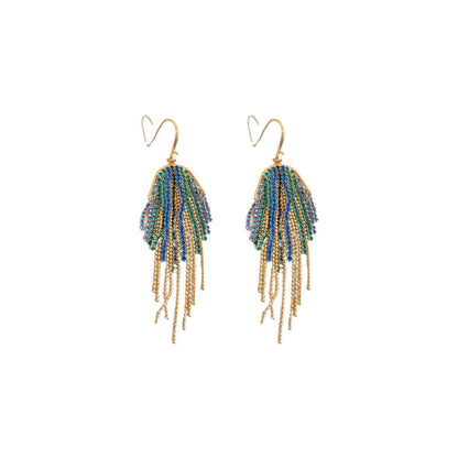 Long Chain Tassel Exaggerated Light Luxury Earrings