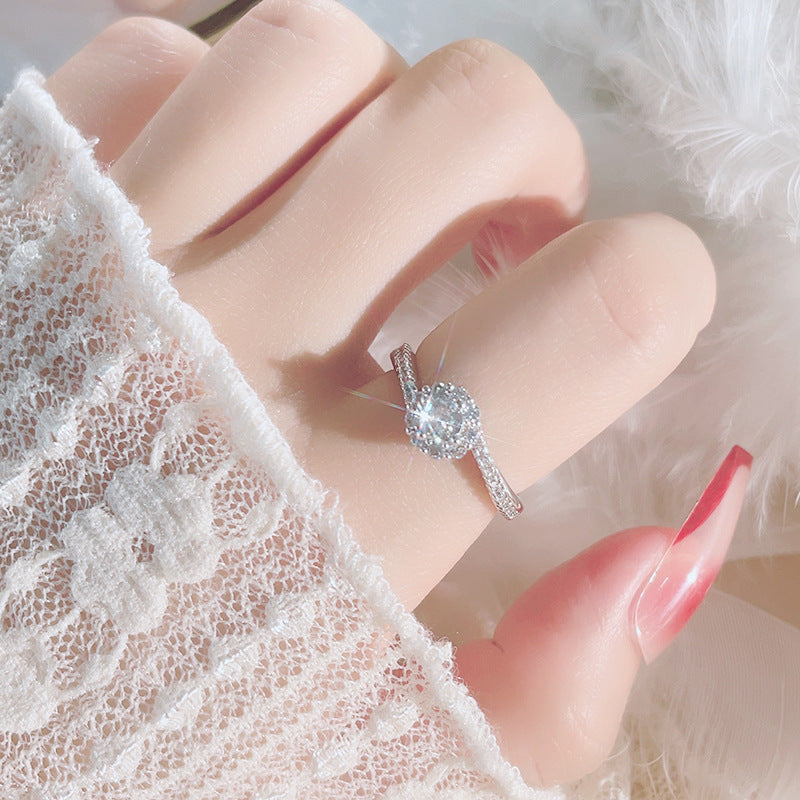 White Gold Plated Diamond Female Proposal Rings