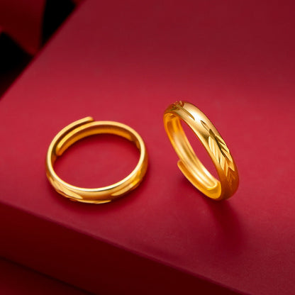 Women's & Men's & Feather Small Alluvial Gold Gold-plated Retro Rings