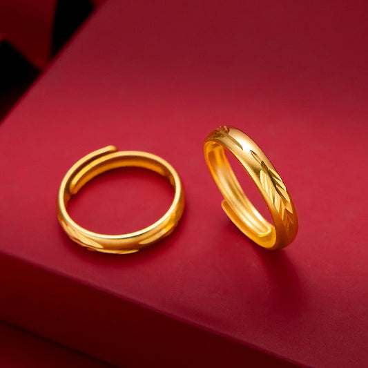 Women's & Men's & Feather Small Alluvial Gold Gold-plated Retro Rings