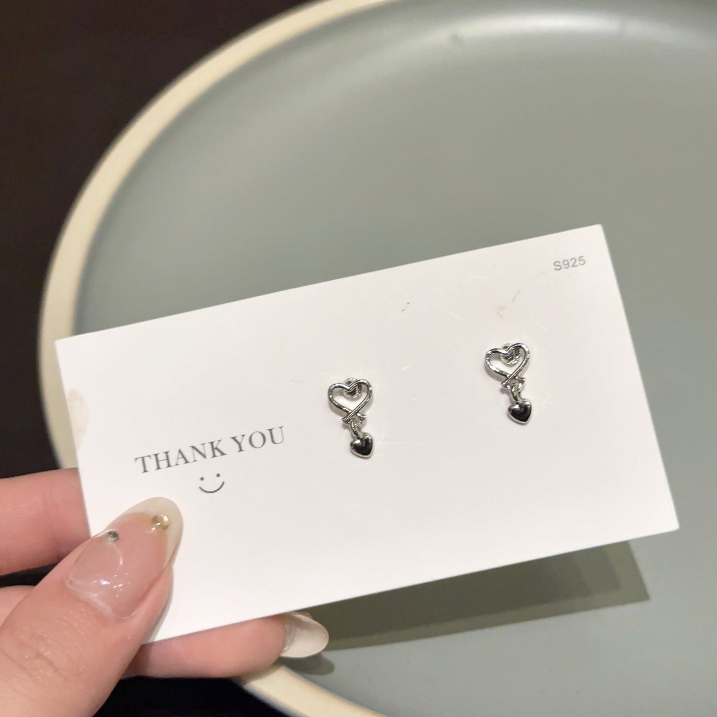 Needle Love Heart Female Short And Simple Earrings