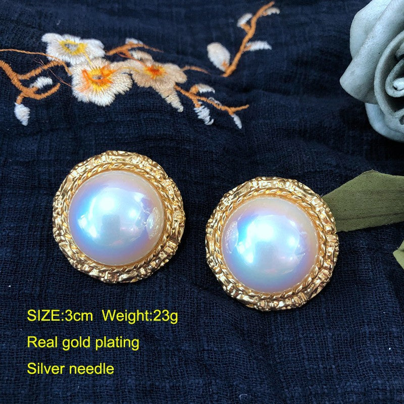 Real Gold Sier Color Cat's Eye Horse Shell Earrings