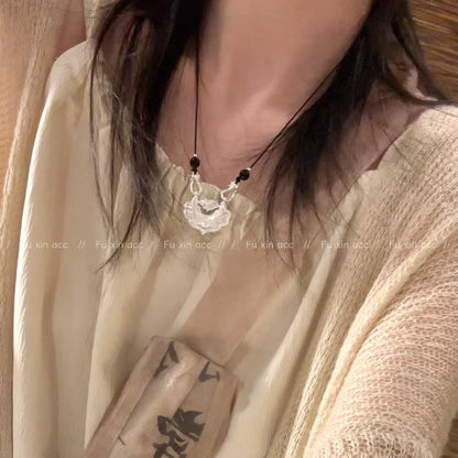 Ancient Chinese Style Koi Lotus Sier Safety Necklaces