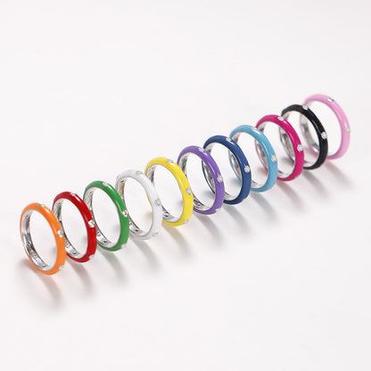 Shi Style Enamel Dripping Rainbow Minimalist Rings