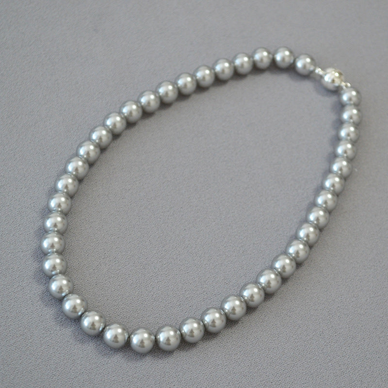 Women's Circle Highlight Imitation Pearl Magnetic Buckle Sweater Necklaces