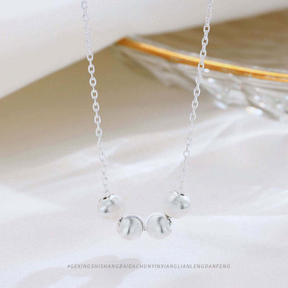 Women's Sterling Sier Four Beads Personality Simple High Necklaces