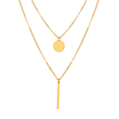 Accessories Double Layer Twin Pendant Simple Necklaces