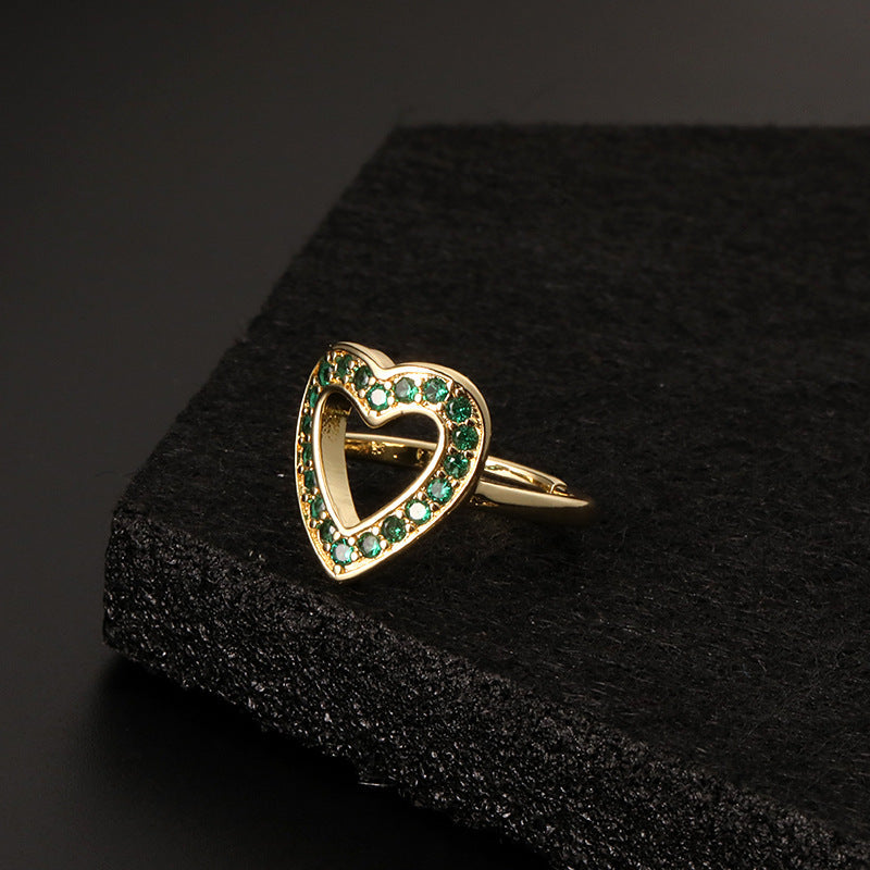 Luxury Personalized Niche Design Colorful Heart-shaped Rings