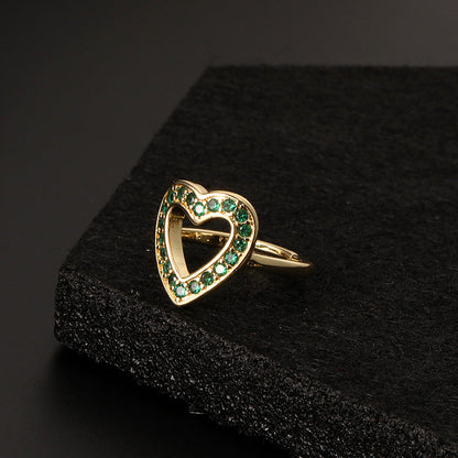 Luxury Personalized Niche Design Colorful Heart-shaped Rings