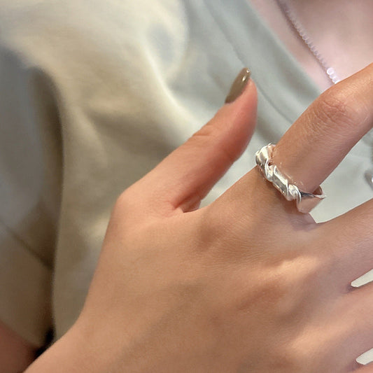 Sterling Sier Knotted Matte Style Simple Single Rings