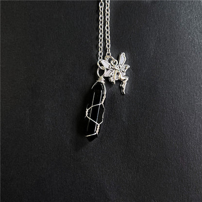 Cute Simple Fairy Crystal With Wings Necklaces