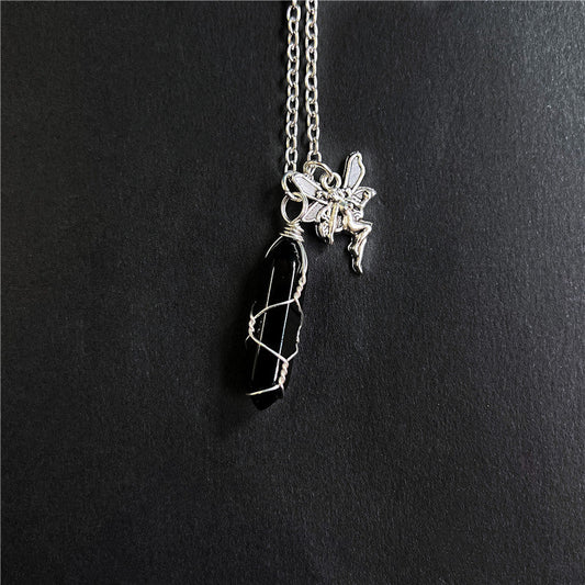 Cute Simple Fairy Crystal With Wings Necklaces
