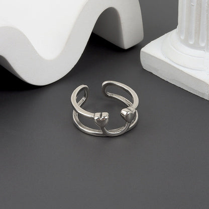 Smiley Face Simple Personality Double Layer Glossy Design Rings