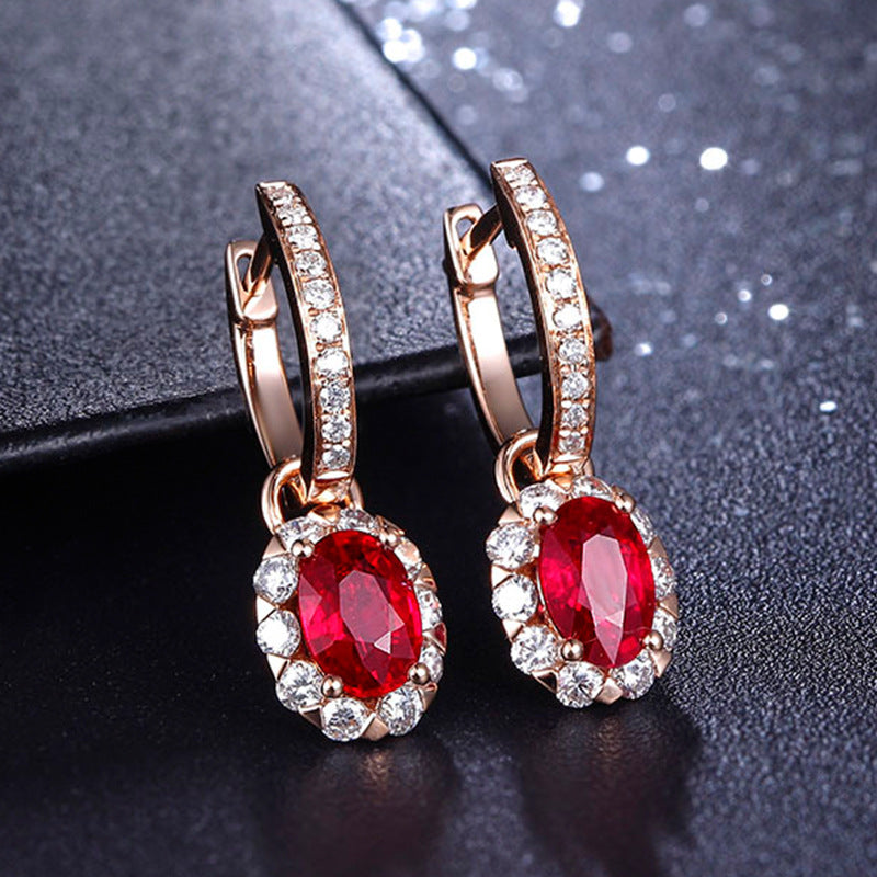 Clip Simulation Sapphire Ruby Tourmaline Female Earrings