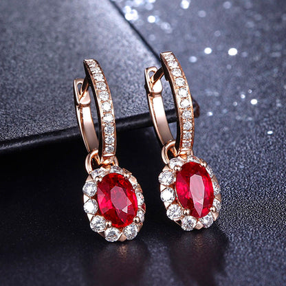 Clip Simulation Sapphire Ruby Tourmaline Female Earrings